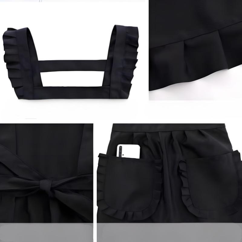 1Pc Stylish Korean  Apron, Princess Apron, Canvas Waterproof Dining Apron With Pockets, Polyester Apron For Women