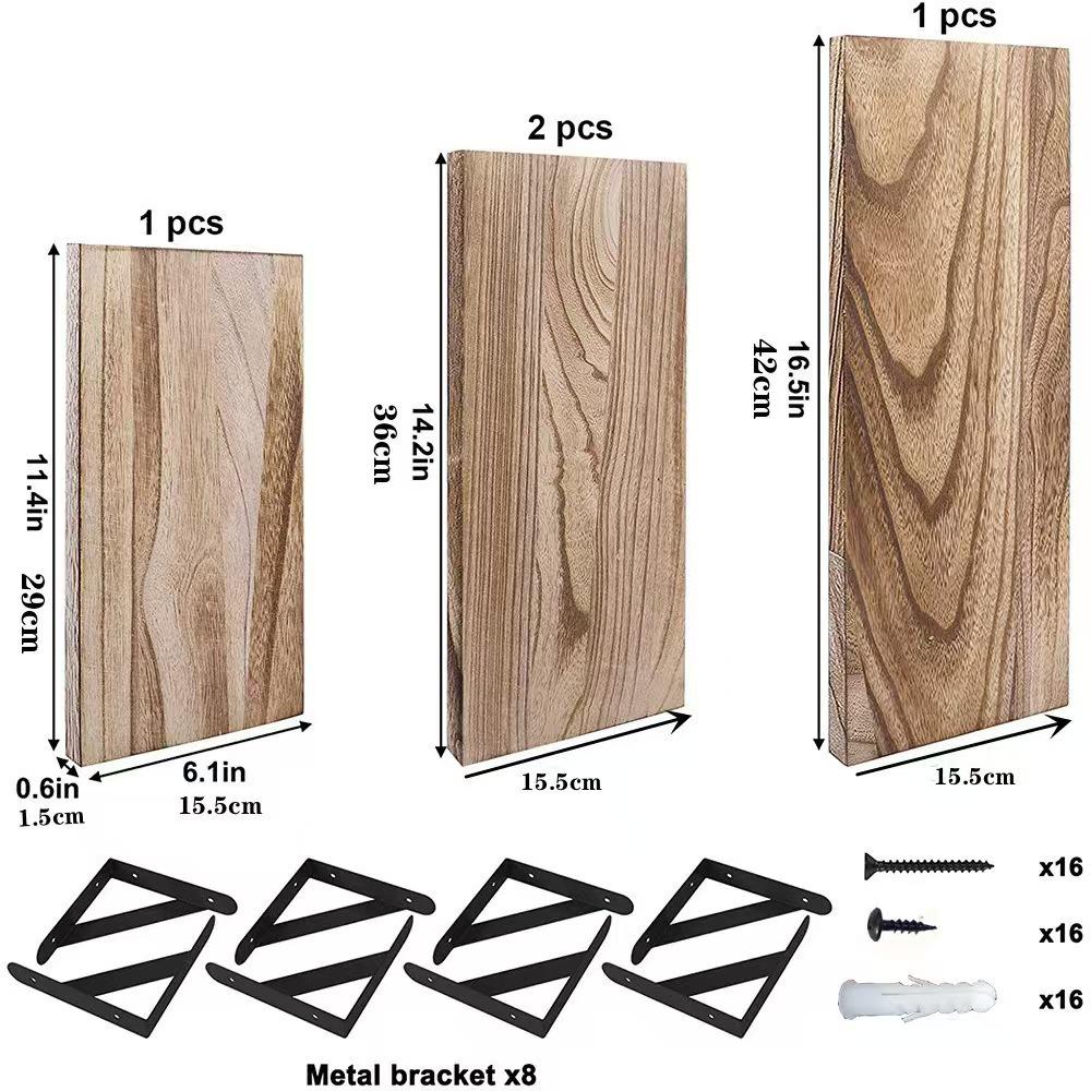 Wooden Wall-Mounted Display & Storage Rack for Entryway or Living Room