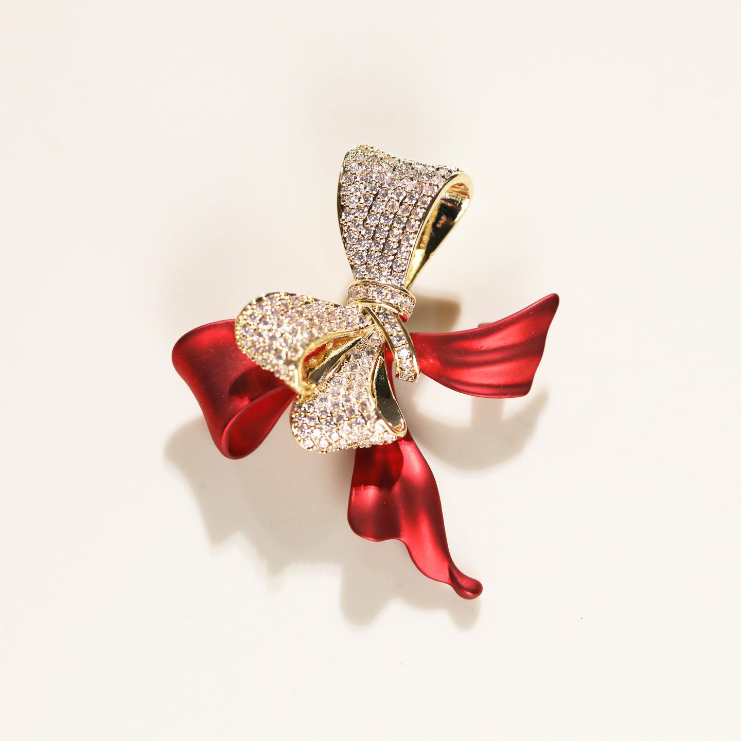 Bo Xin Yun Women s Luxury Enamel Bow Brooch with Gold-Plated Copper and Zirconia.