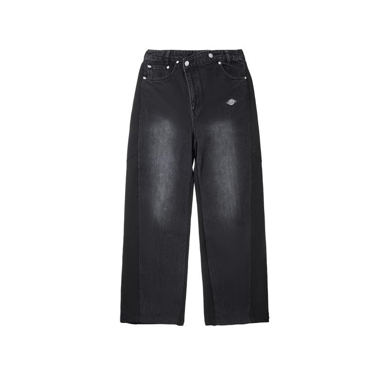 Li Ning Trendy Sports Series Straight Loose Versatile Jeans Women bottoms AKXV274-2