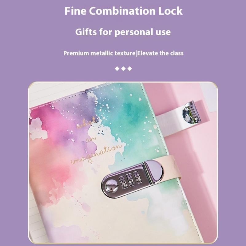 Leather Lined Diary with Lock for Girls Boys Women Lockable Notebook Leather Journal with Combination Lock 145x215mm