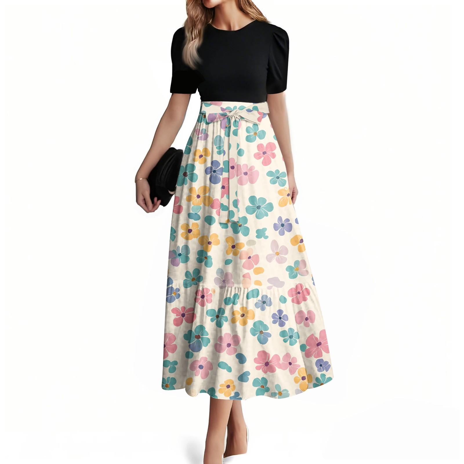 

Женское модное повседневное платье с коротким рукавом и круглым вырезом, элегантное, темпераментное XXL