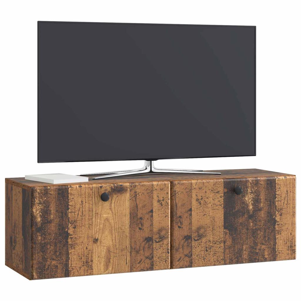 Wall Mounted TV Cabinet 98 x 31 x 30 cm Reclaimed Wood Effect Particleboard
