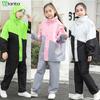 Kids Waterproof Suit Hooded Raincoat Jacket Trousers Set Puddle Suit Zip Boys Girls