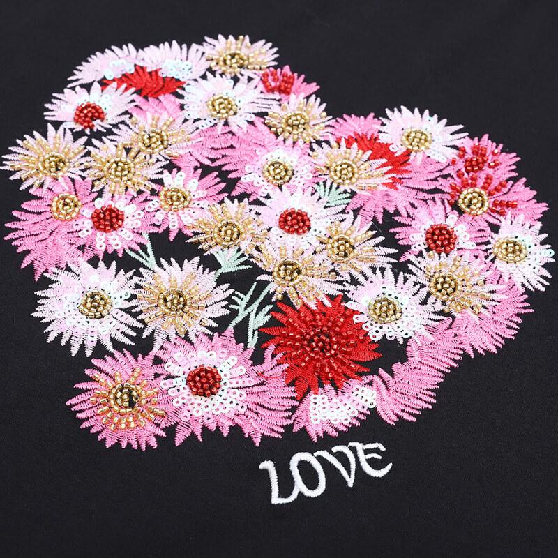 Bailuyu Embroidered Beaded Short Sleeve T-Shirt