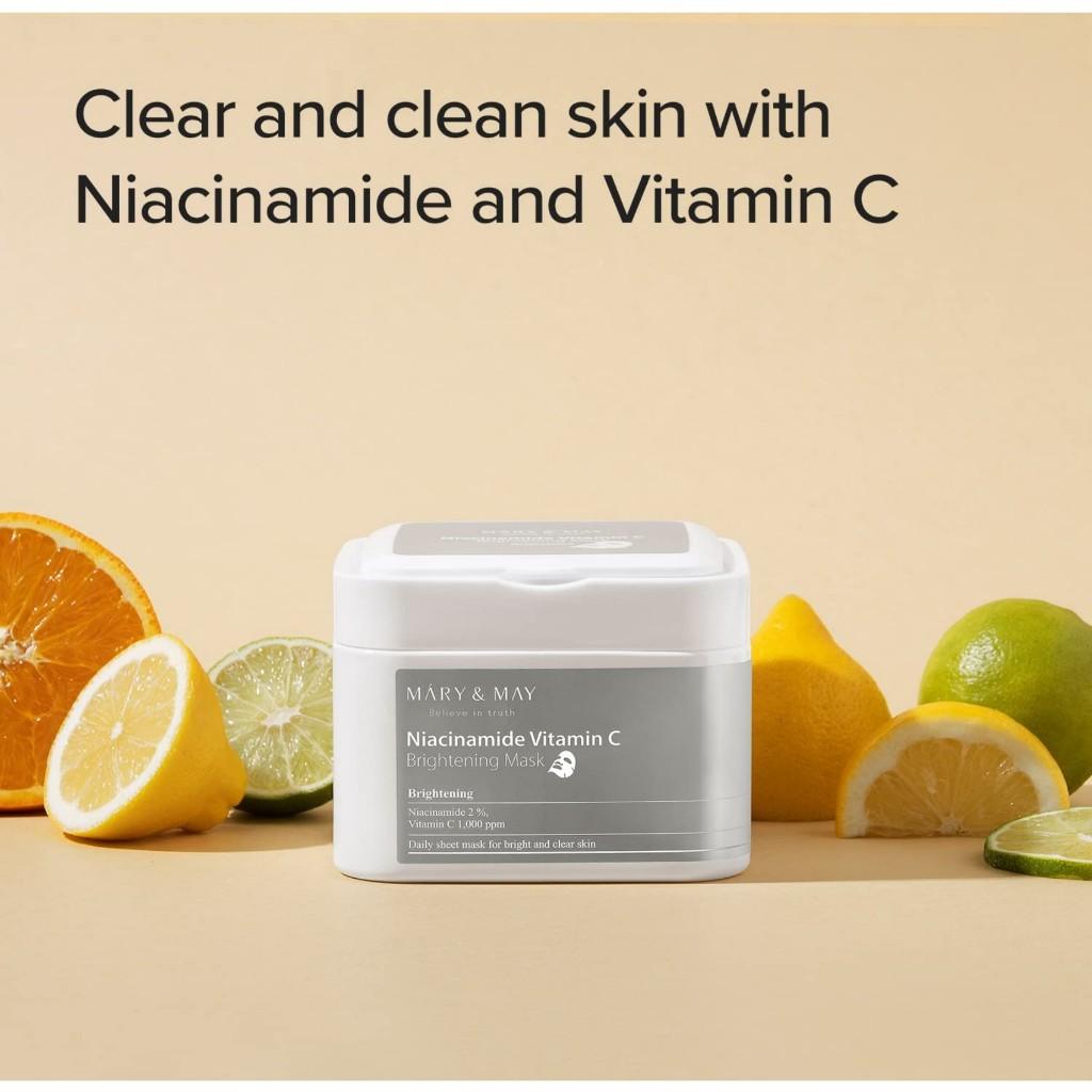 [Mary&May] Niacinamide Vitamin C Brightening Mask 30ea | Quick dispenser type 30 sheet, Brightening & Tone up, VitaminC