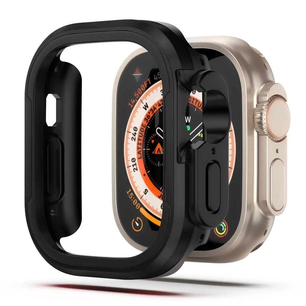Boett i aluminiumlegering för Apple Watch Ultra 3/2 49mm serie 11 10 9 8 7 6 se TPU Stötfångare+Metallram för iWatch 46/42/45/44/41/40mm