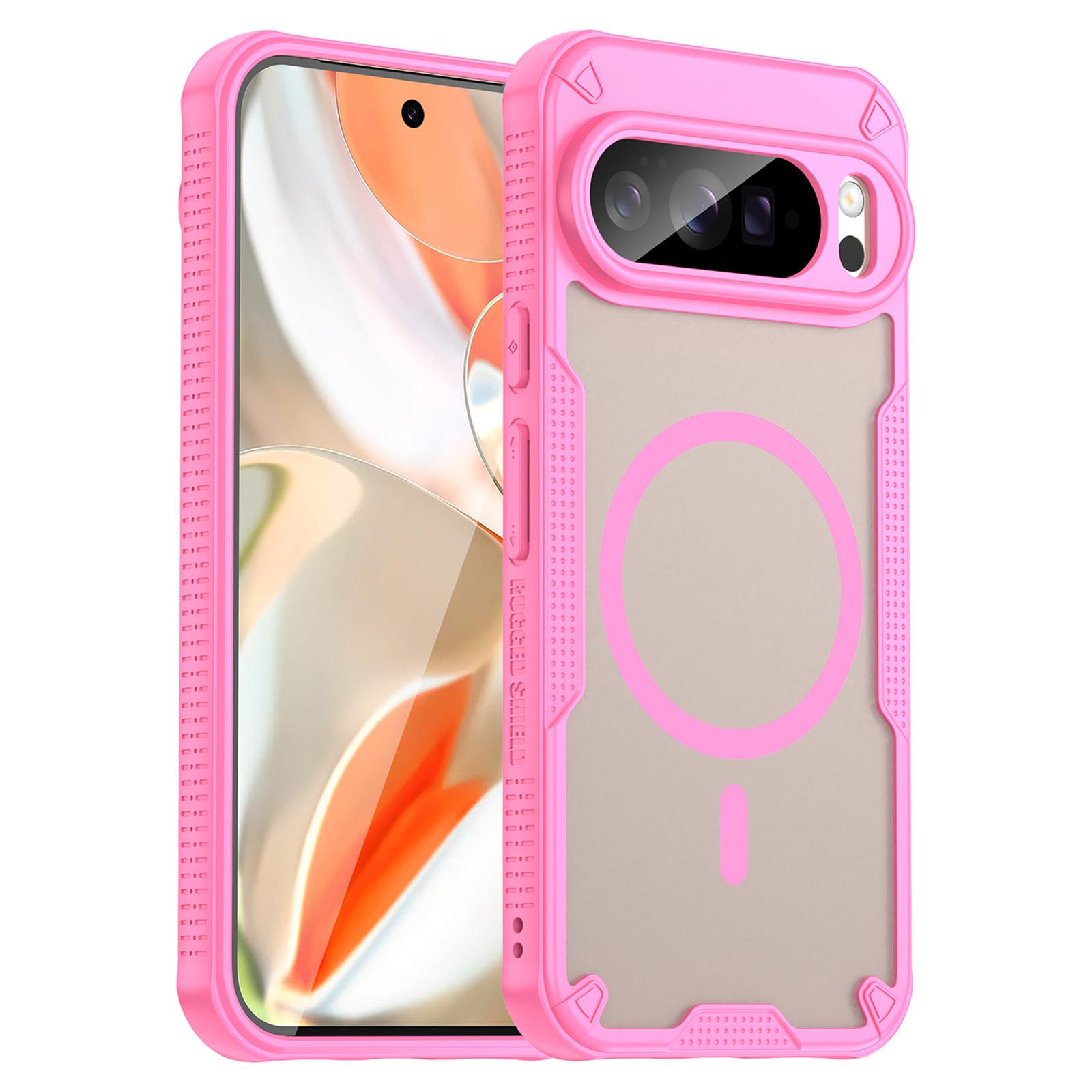 

For Google Pixel 10 Pro XL Magnetic Case Compatible with MagSafe TPU+PC Phone Back Cover Pink