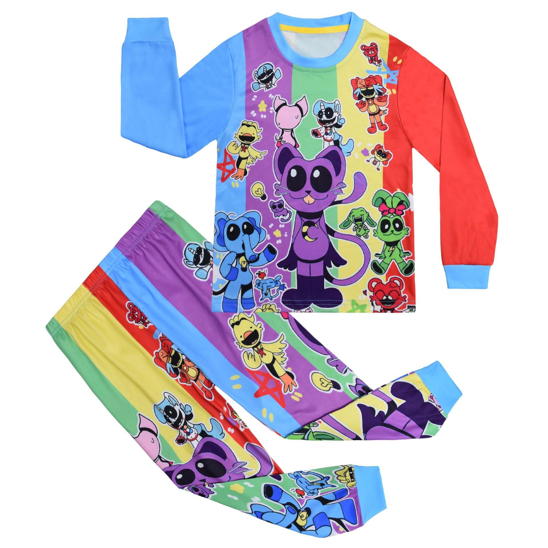 

Long Sleeves, Cartoon Digital Printing, Middle-Aged And Older Children S Loungewear Set, Long Sleeves + Pants Two-Piece Set 81033 110