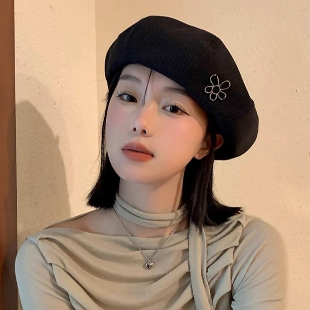 Keep Warm Women Berets Flower Artist Hat Fashion British Painter Caps  Ladies