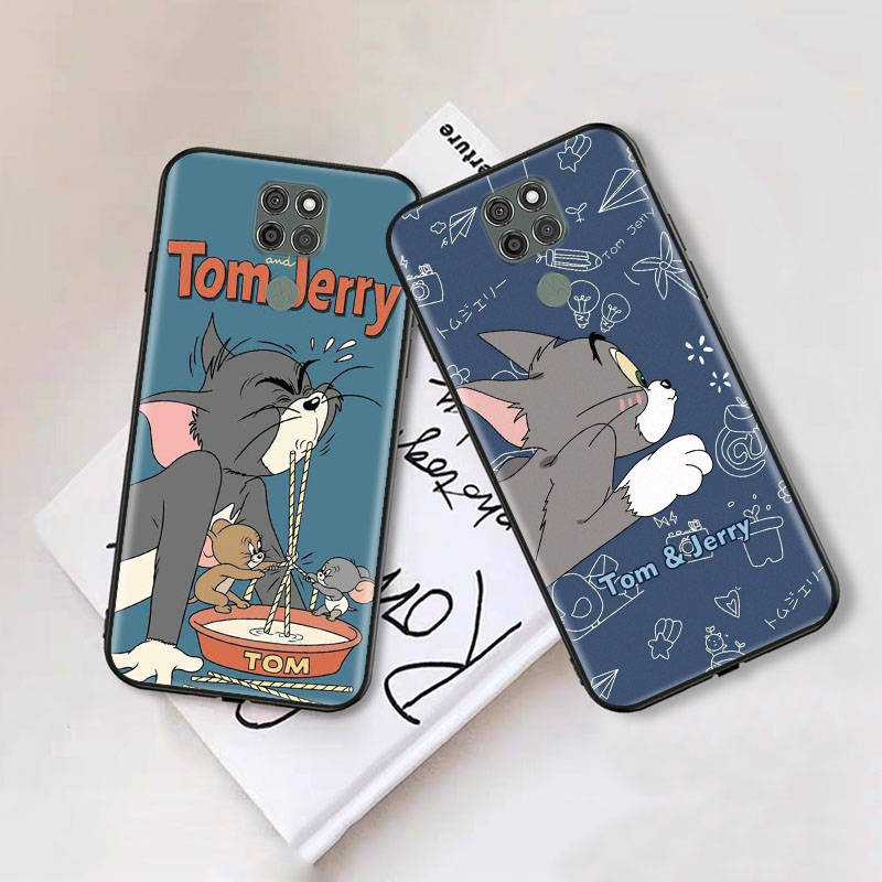 Black Case for Samsung Note 20 Lite S24 Ultra S23 A03 A05 A06 A11 A71 A15 A16 A13 A24 A25 A33 A52 A53 A50 M55 M35 Plus C-47 Tom Jerry Cat Mouse