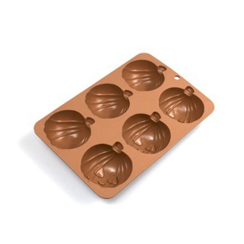 6 Cavity Halloween Pumpkin Silicone Mold DIY Cake Baking Mold for Making Chocolate Fondant Cupcakes Molds Nonstick