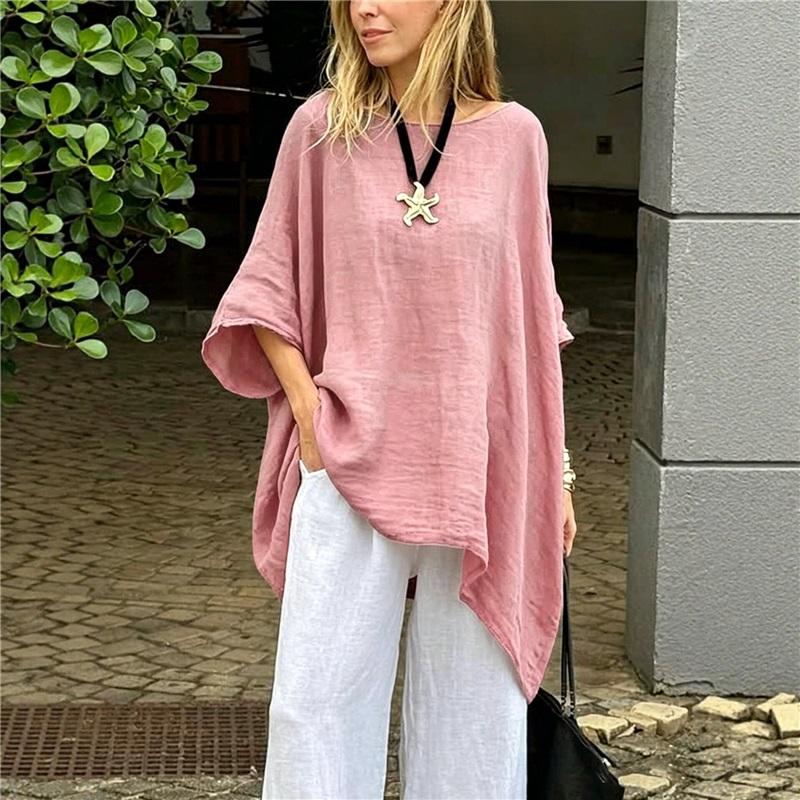 Irregular Hem Cotton Linen Casual Shirt