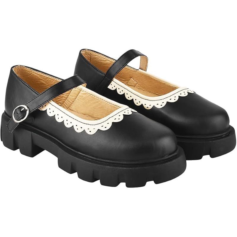 Shoetopia Round Toe Black Mary Janes Bellies For Girls-Eu38