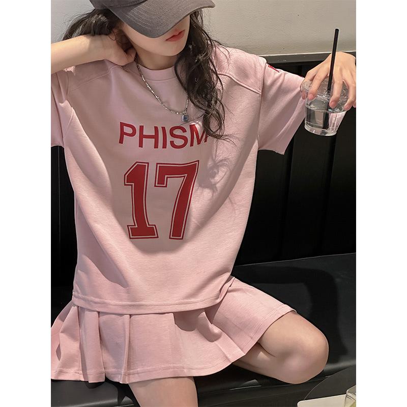 

Летняя спортивная одежда для девочек 2024: Комплект из двух предметов: топ с коротким рукавом и юбка для стильных детей 160