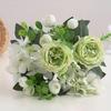 Yousheng Fake Roses Artificial Flower Bouquet Realistic Mixed Roses Peonies Dahlias with Stem for DIY Wedding Bridal Bouquet Baby Shower Home Table