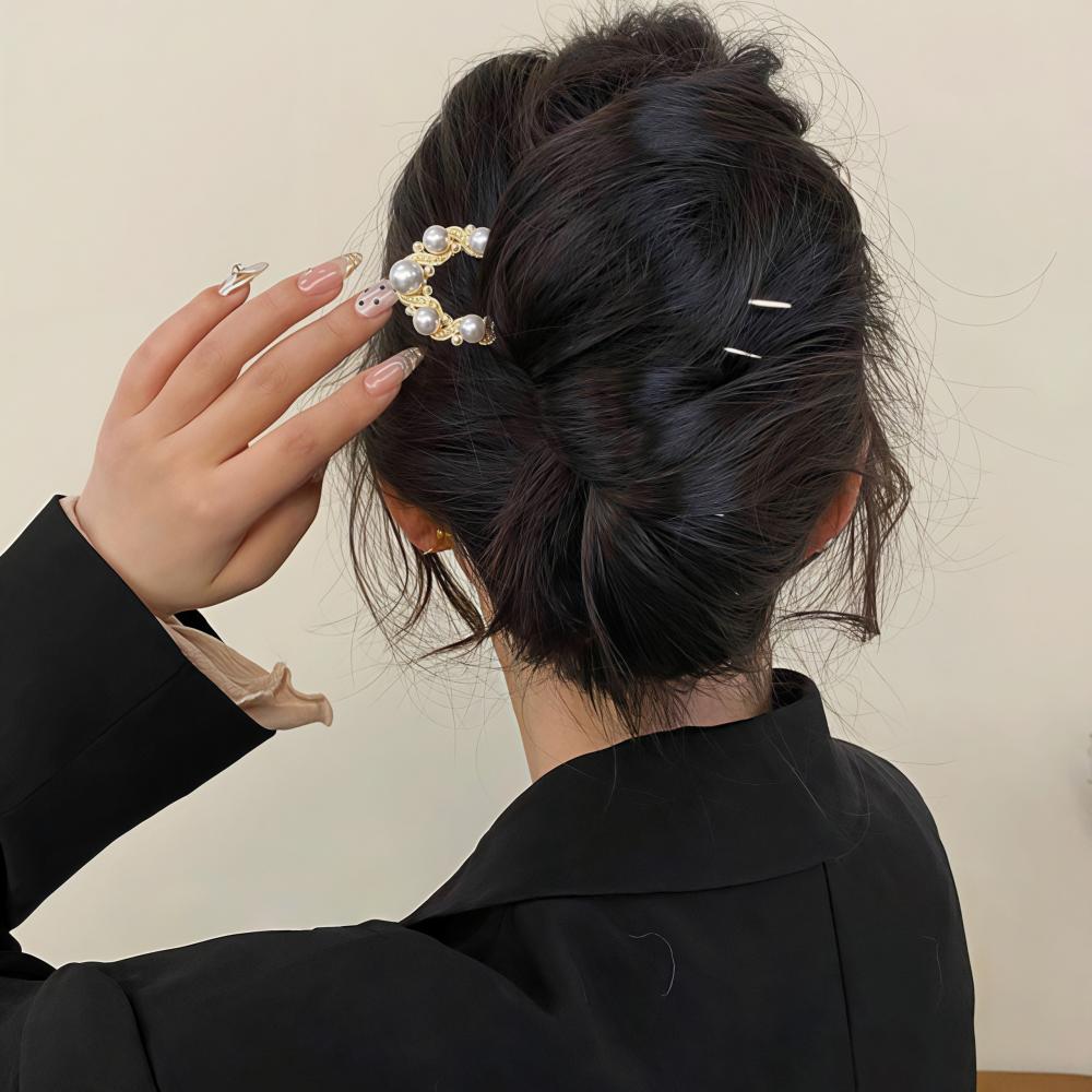 Pearl U-Shaped HairPins Fashion Hair Fork Elegant Alloy Long Hair Clip Pins Bun French Hairpin Hair Stick Women Girls