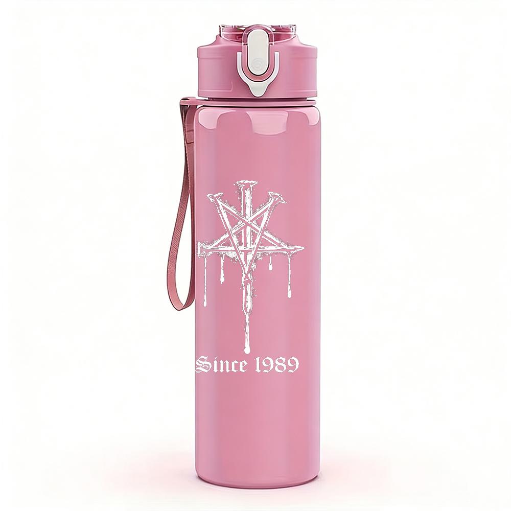 1PC Blank Faded White Minimalist Texture Print 750ml Portable Sports Water Bottle Leakproof Gym Outdoor Travel Drink Cup