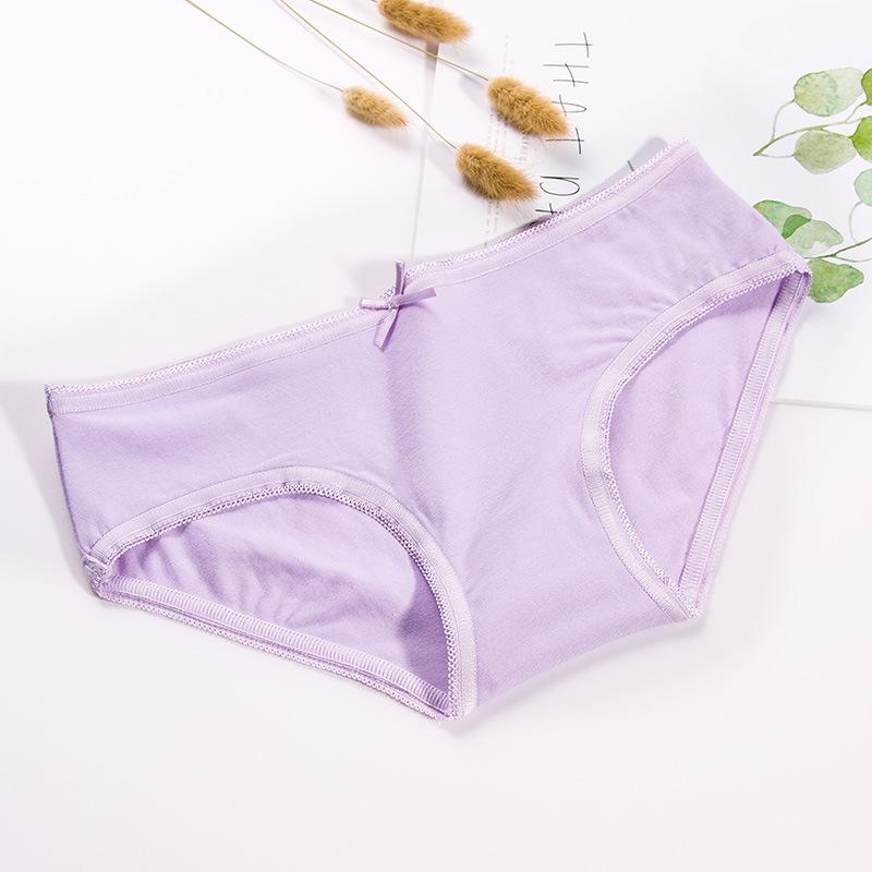 Studentské jednoduché jednobarevné Středně nízká mašli Prodyšné spodky Bavlněné spodní prádlo Kalhotky