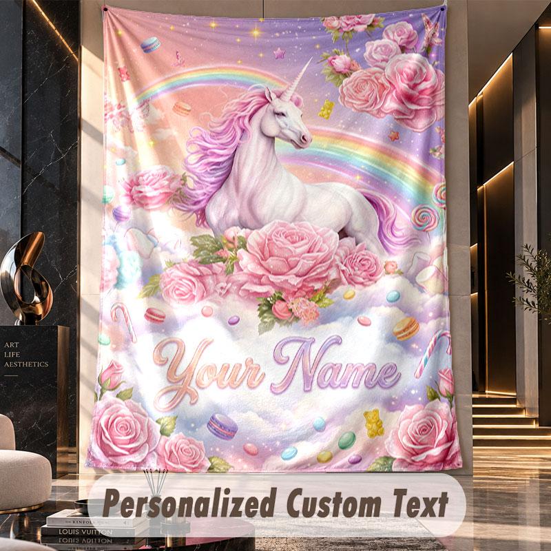 Unicorn (464) Theme Custom Tapestry Personalized Custom Name Text Wall Hanging Tapestry Home Decor Background Cloth