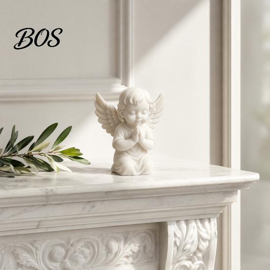 Mini Angel Statue 3D Printed Kneeling Figurine, Praying Cherub Desktop Statue, Wings Compact Decor Sculpture for Home Office Indoor Outdoor