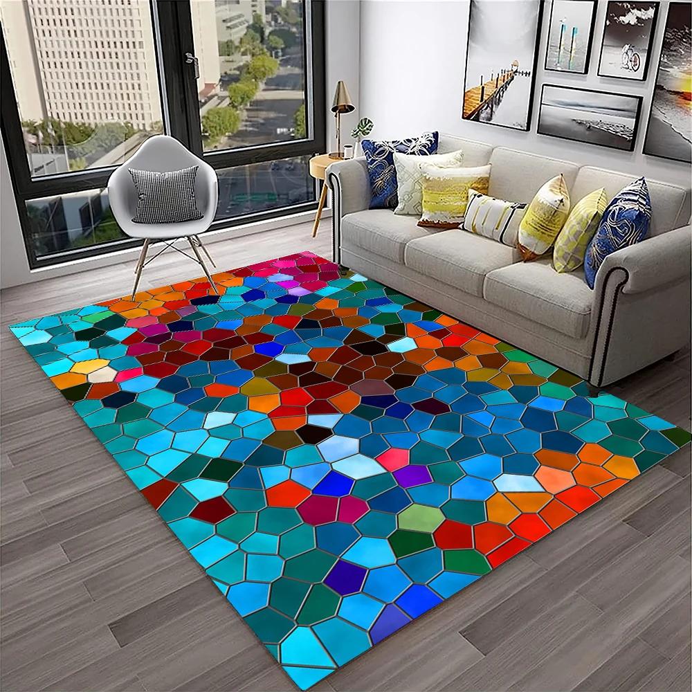 3D Colour Illusion Rainbow Vision HD Carpet Rug for Home Living Room Bedroom Sofa Doormat Decor,kids Area Rug Non-slip Floor Mat