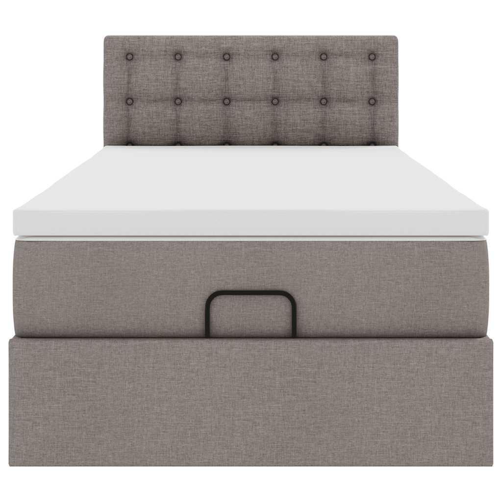 Ottoman Bed with Mattress & LEDs Taupe 90x200 Cm Fabric