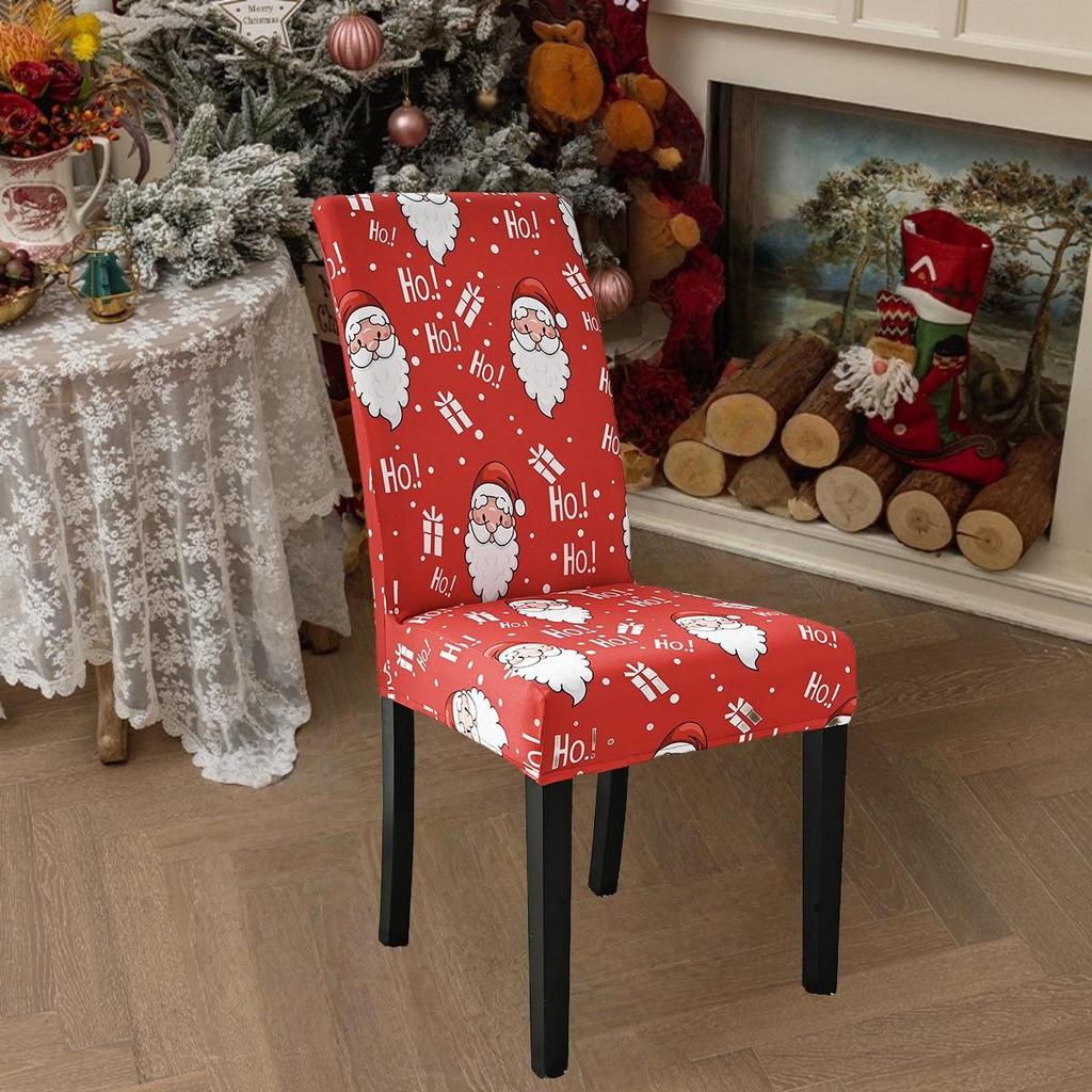 Christmas Chair Covers for Dining Room Kitchen Party Hotel Banquet Restaurant Office Stretch Seat Cover Housse De Chaise 1pc