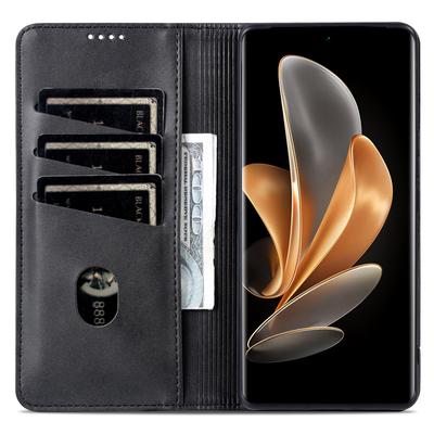 AZNS Etui Magnetyczne ze Skóry o Teksturze Skóry Bydlęcej na Telefon For Honor Magic6 Pro 5G z Funkcją Stojaka