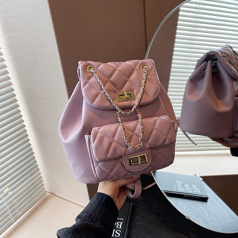 Rautenketten-Rucksack Damen neu Frühling und Sommer vielseitige Bucket Bag Mini kleiner Rücken