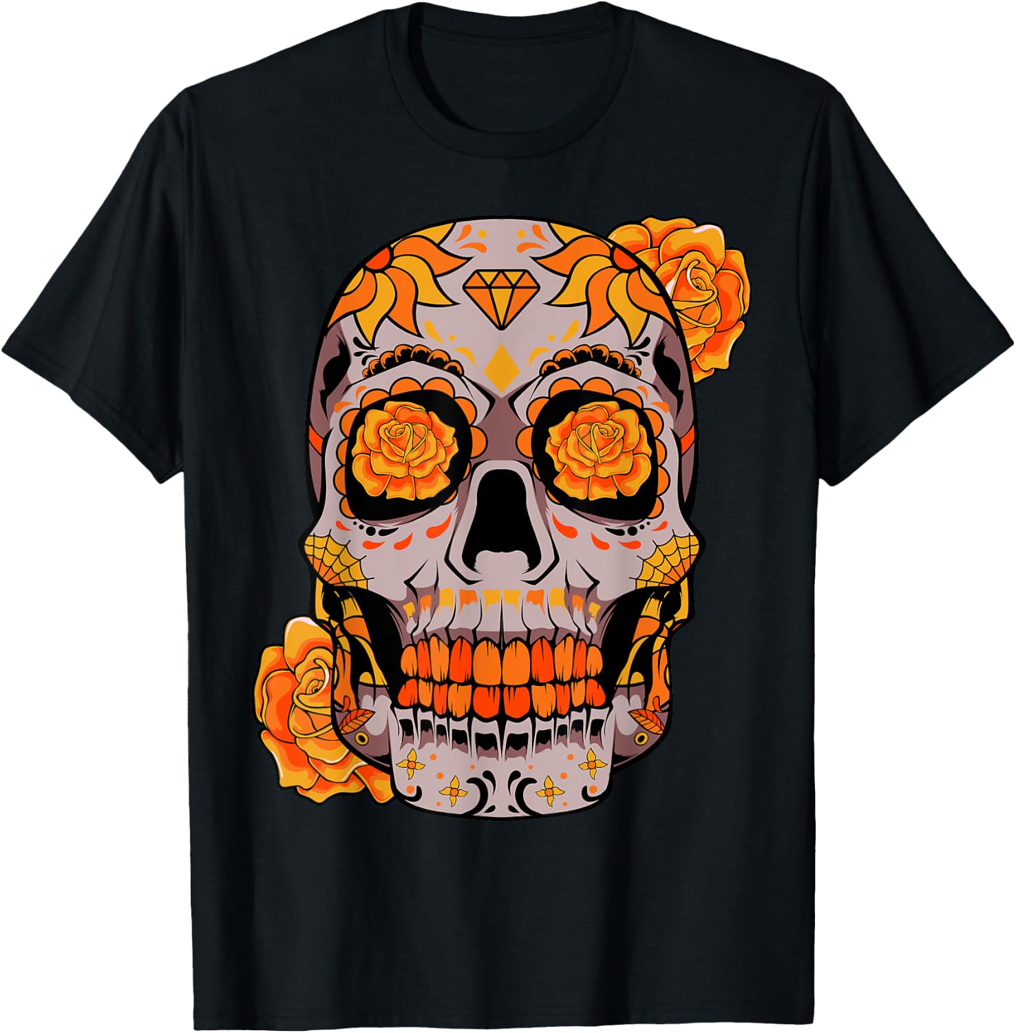 Sugar Skull Lazy Halloween Costume Cool Mexican Bones T-Shirt S