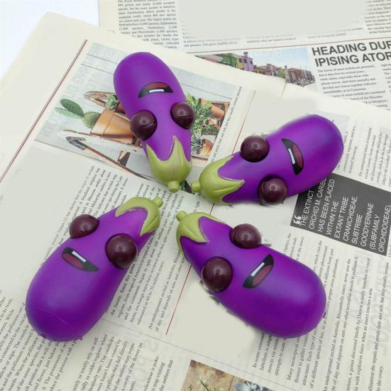 Eye-Popping Eggplant Squeeze Toy Funny Stress Relief Toy Squeeze Fidget Toy Imitation Vegetables Boredom Relief Toy Kids Adults Gift Prop