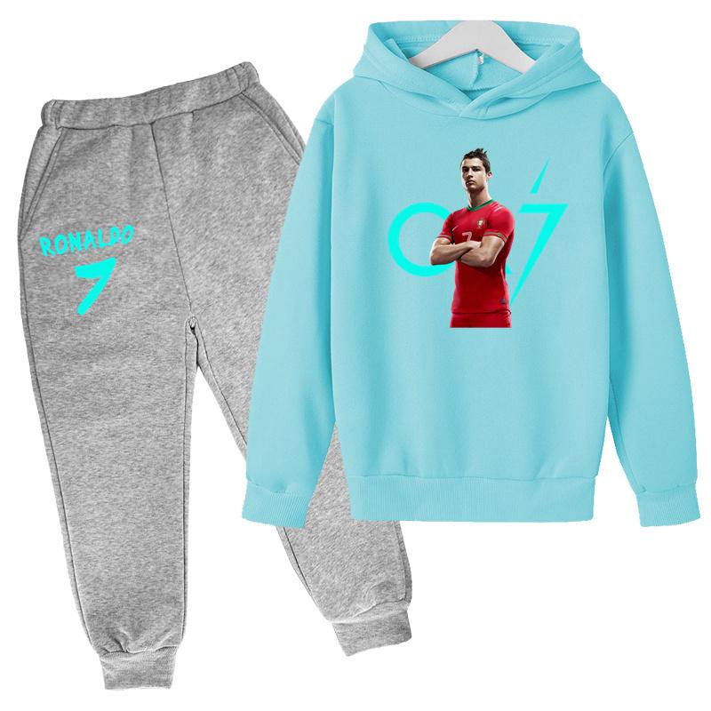 TZWYChildren's Clothing Coat CR7 Brand Casual Competition Sportswear Boys Girls Letter Printed Hoodie/trousers 2P Sports Jogging Set