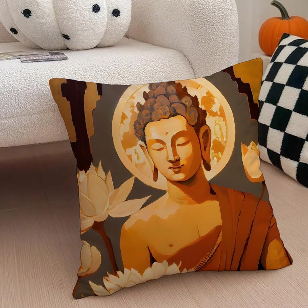 Traditional Indian BBuddhism BBuddha Cushion Cover Throw Pillow Cover Hidden Button Durable Polyester Chair Cushion