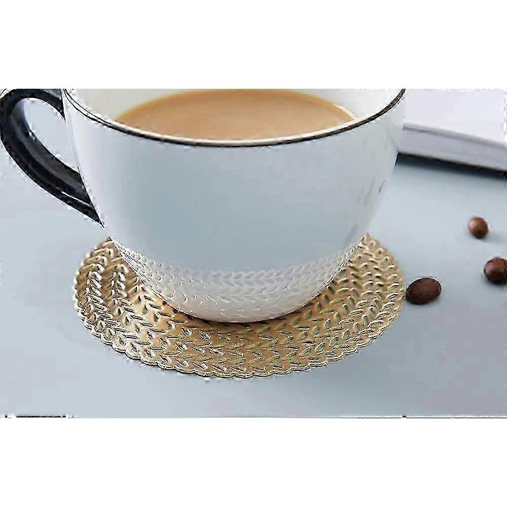 2026 10cm Golden Marble Leather Coasters for The Hot Cafe and Cold Water Set of 6