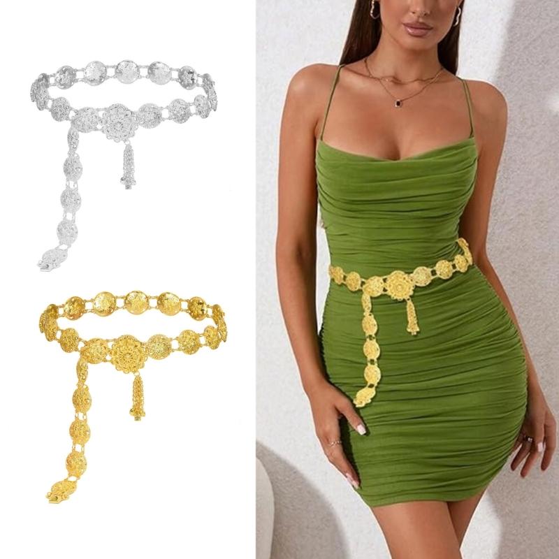 Adjustable Flower Dance Beach Waist Decoration Women's Hollow Flower Chain Belt for Belly Dance and Summer Jewelry