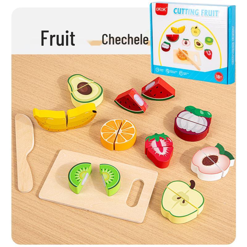 Kids' Wooden Fruit & Vegetable Cutting Playset for Early Learning