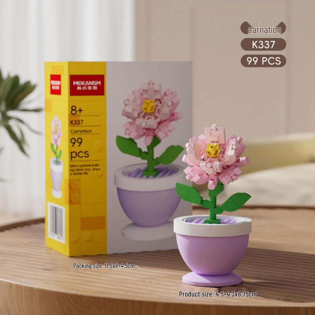 LEGO-kompatibelt Byggesett med Orkidéroseblomst: Floral Whispers Kurvpyntegjenstand, Leke for barn, Gave til jenter og Lærerdagen