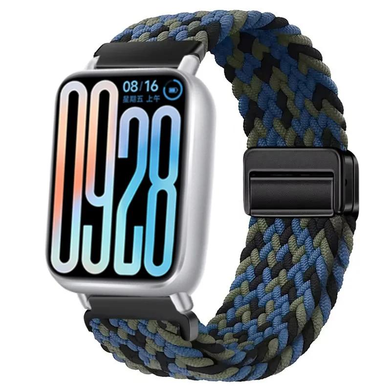 Nylon Strap for Xiaomi Band 8 Pro/9 Pro Braided Loop Magnetic Buckle Breathable Adjustable Wristband for Redmi Watch 6/5/4 Belt