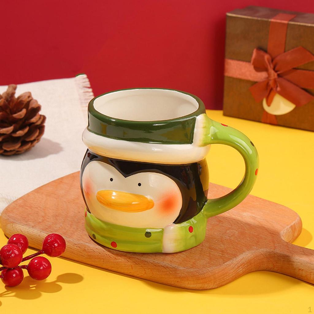 Cartoon Ceramic Mug Christmas Coffee Mugs Enamel Chocolate for Gifts Stocking Stuffer