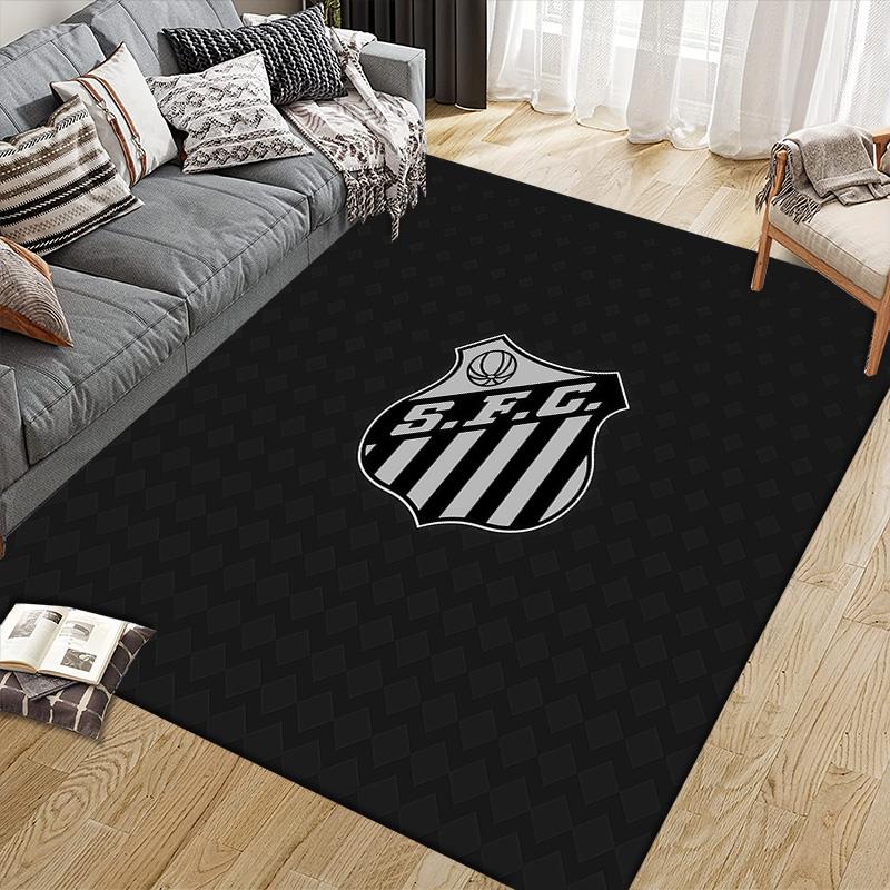 Santos FC2 Flannel Pattern Square Carpet,Area Rug,Carpet Rug for Living Room Bedroom Sofa Playroom Decor,Non-slip Floor Mat