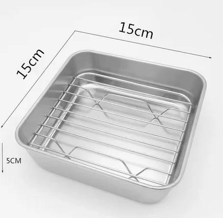 Baking tray With Wire Rack 304 Stainless Steel cake Baking BBQ Pan Tray plate Oven brownie Rack Cooking Roasting Grilling Tool