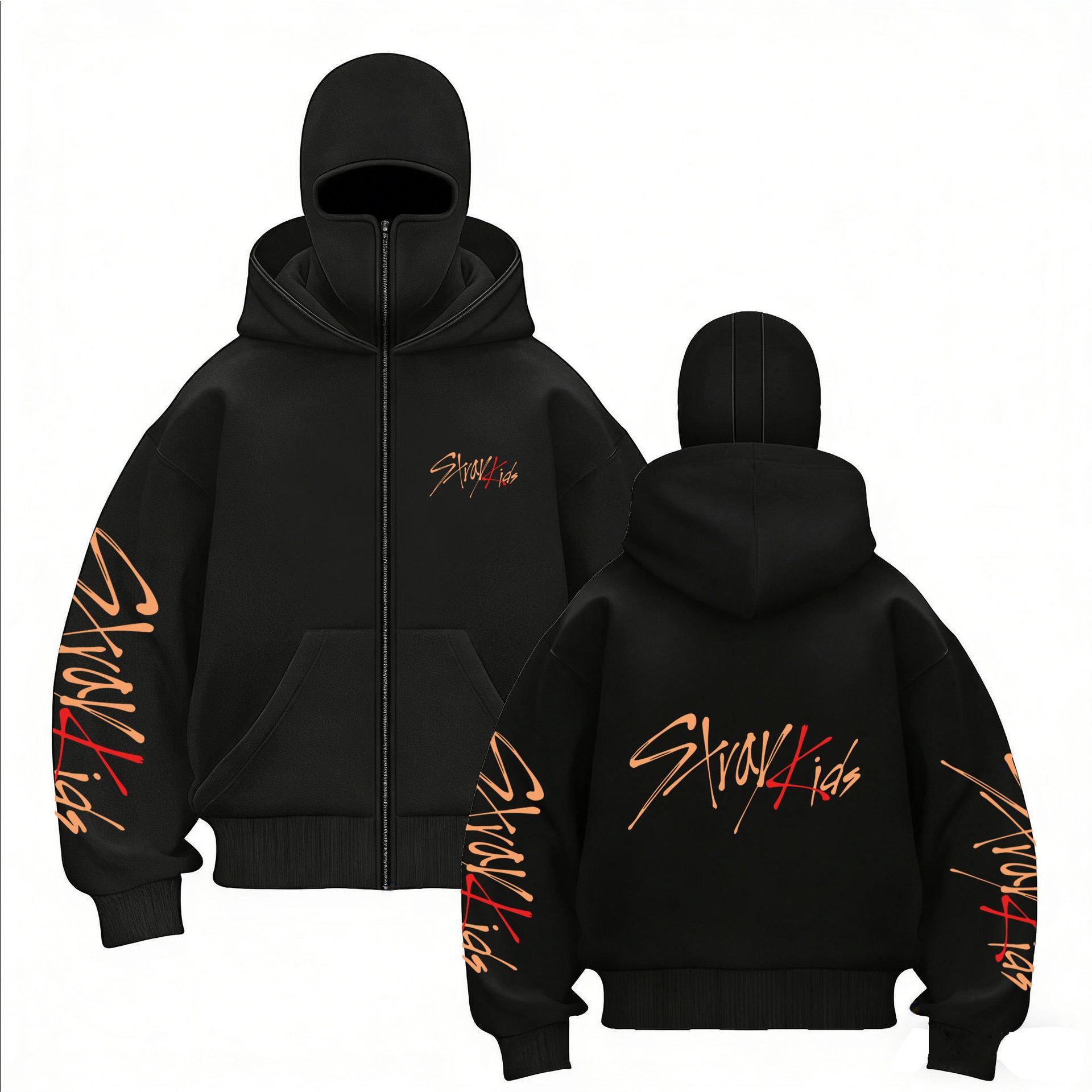 

Світшот на блискавці з принтом-комбінацією StrayKids, Новий, З подвійним капюшоном, Пуловер на блискавці, Чоловіча та жіноча куртка-світшот XXL