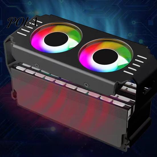 Computer RAM Heatsink Dual Cooling Fans 13.5 CFM ARGB Aura Sync PWM Temperature Reeplament Control DDR4/5 Desktop PC Memory Module Aluminum