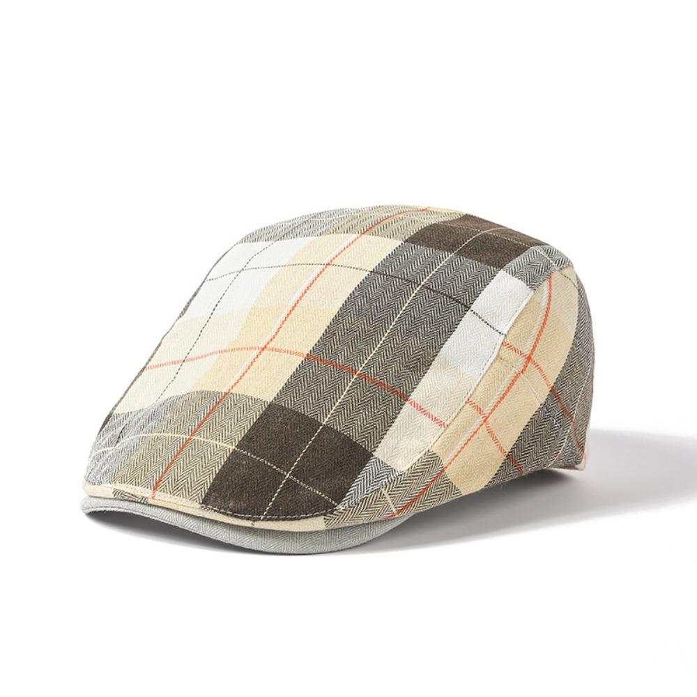 Colorful Plaid Dot Beret Checkered Pattern Retro Painter Hat Personality Forward Cap Ladies