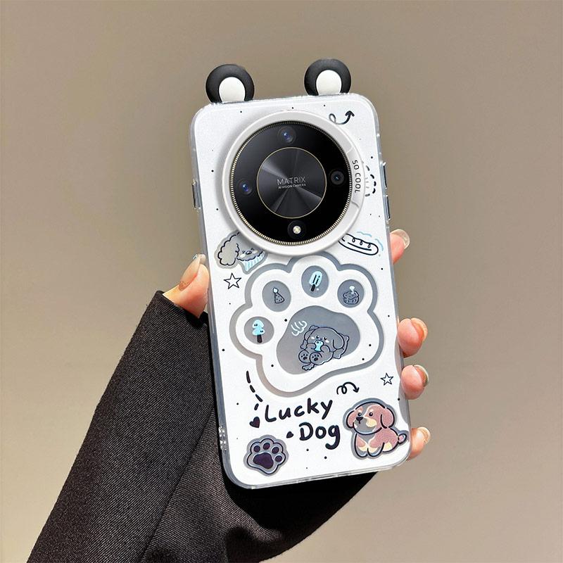 KEYSION Husă Drăguță cu Urechi de Desene Animate pentru HONOR X9b 5G cu Șnur Silicon Moale+PC Rezistent la Șocuri Husă de Telefon pentru Huawei Magic 6 Lite 5G