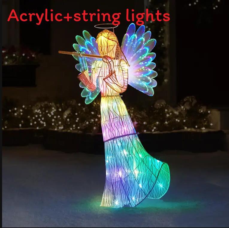 Angel Outdoor Luminous Statue Lights Decoration 2d Lighting Ornament Acrylic