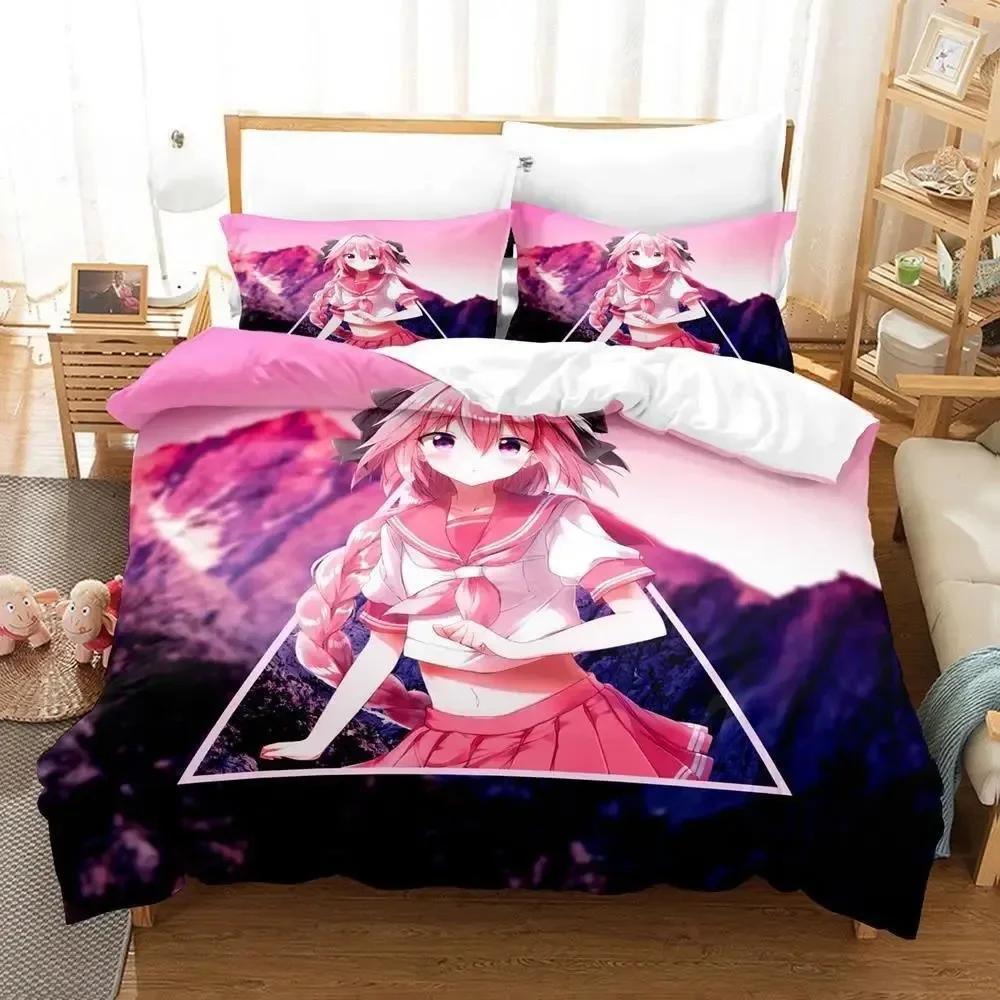 New Anime Fate - Astolfo Bedding Set Printed Bed Set With Pillowcase Bed Duvet Cover Soft Single Double Queen Super King Size
