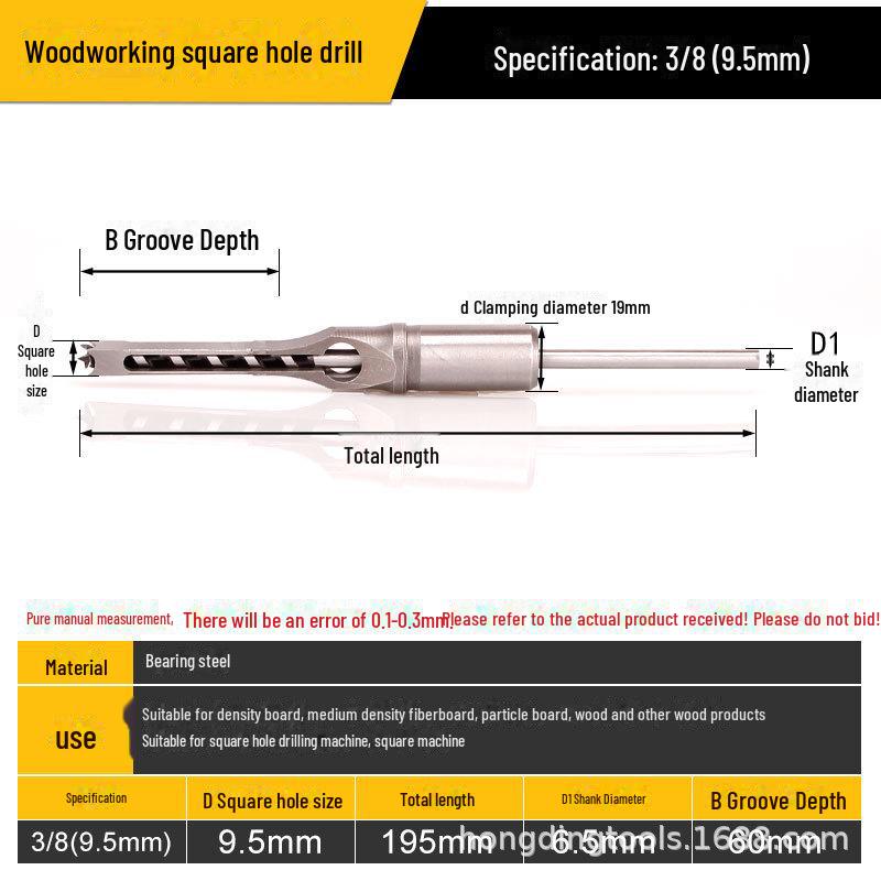 Wiertło do otworów kwadratowych w stolarce - wiertło ze stali łożyskowej do precyzyjnych otworów kwadratowych, dziurkowania i wykonywania otworów pod kątem.