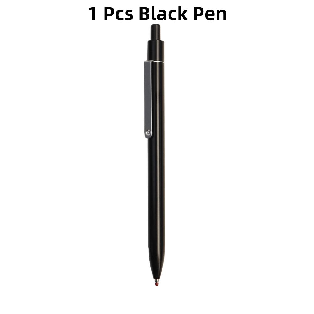 

Металлические гелевые ручки из нержавеющей стали, выдвижные, 0,5 мм, тонкий стержень, черные чернила, шариковая ручка для подписи, со сменными синими стержнями 1 Pcs Black Pen